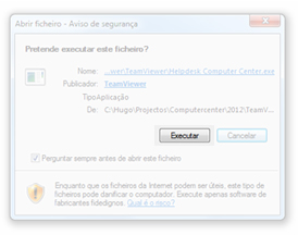 Caixa de diálogo do Windows para executar o programa